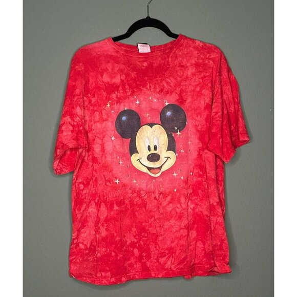 VTG 1990s Mickey Unlimited Mouse Disney Red Tie Dye Women's Large Jerry Leigh - Picture 1 of 9
